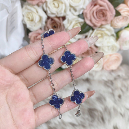 [Lora-Jewelry]CLOVER 5 MOTIF PIETERSITE SILVER BRACELET
