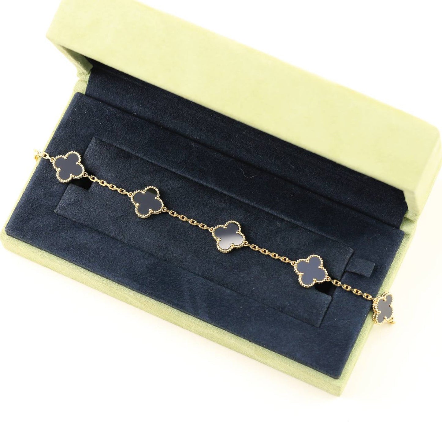 [Lora-Jewelry]CLOVER  5 MOTIFS BLACK ONYX BRACELET