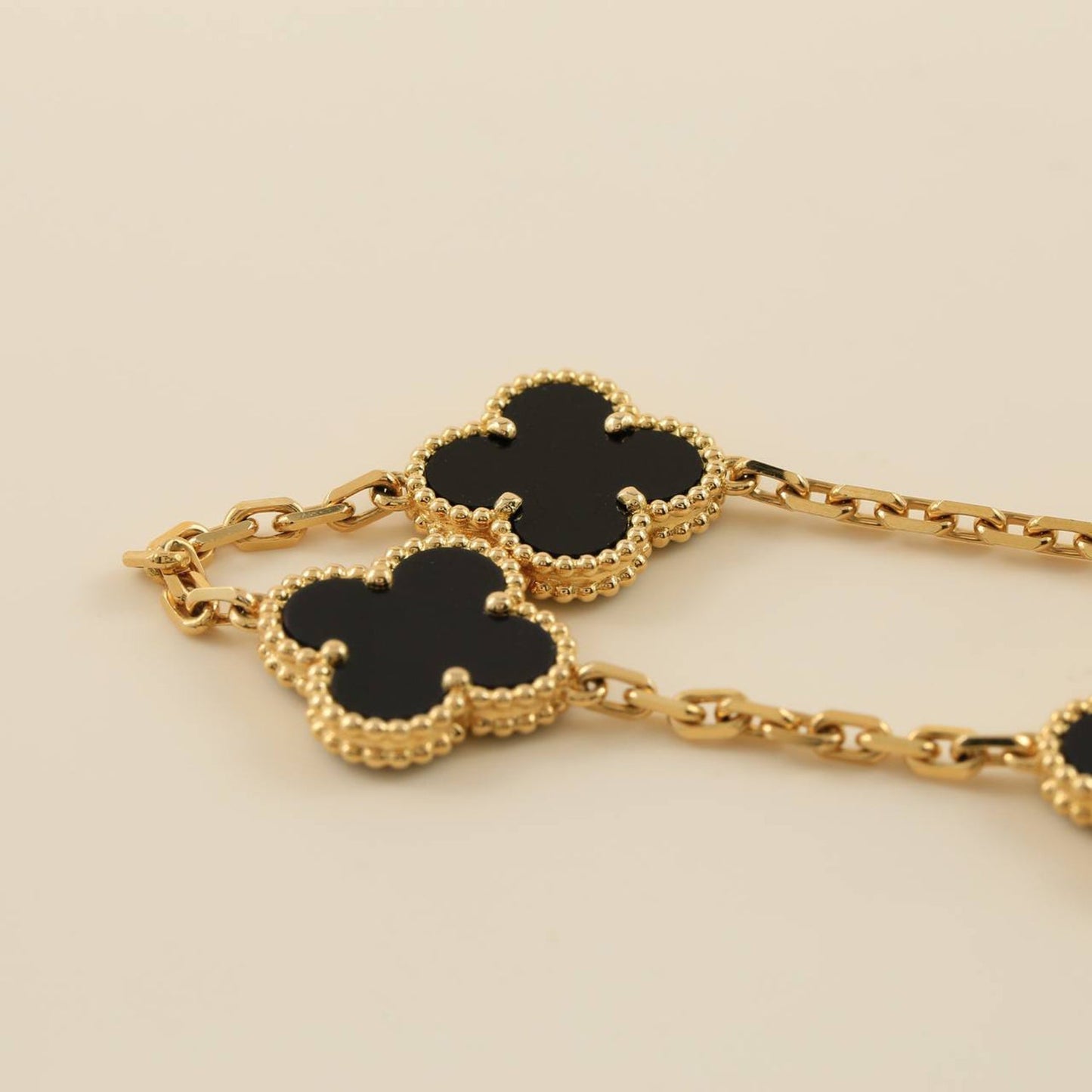 [Lora-Jewelry]CLOVER  5 MOTIFS BLACK ONYX BRACELET