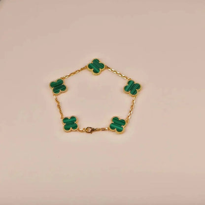 [Lora-Jewelry]CLOVER 5 MOTIFS MALACHITE BRACELET