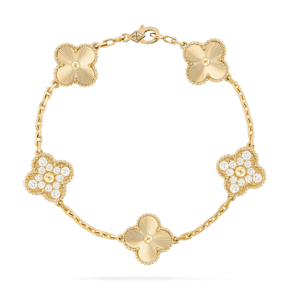 [Lora-Jewelry]CLOVER BRACELET 5 MOTIFS GOLD DIAMOND