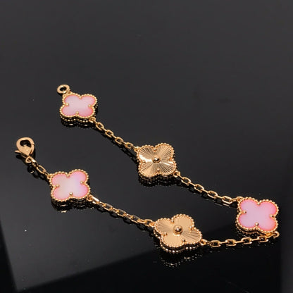 [Lora-Jewelry]CLOVER BRACELET 5 MOTIF PINK AND PINK GOLD