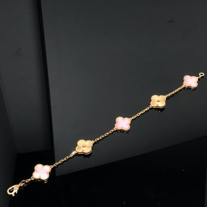 [Lora-Jewelry]CLOVER BRACELET 5 MOTIF PINK AND PINK GOLD