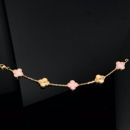 [Lora-Jewelry]CLOVER BRACELET 5 MOTIF PINK AND PINK GOLD
